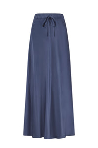 ELLA - Navy Silk Drawstring Skirt