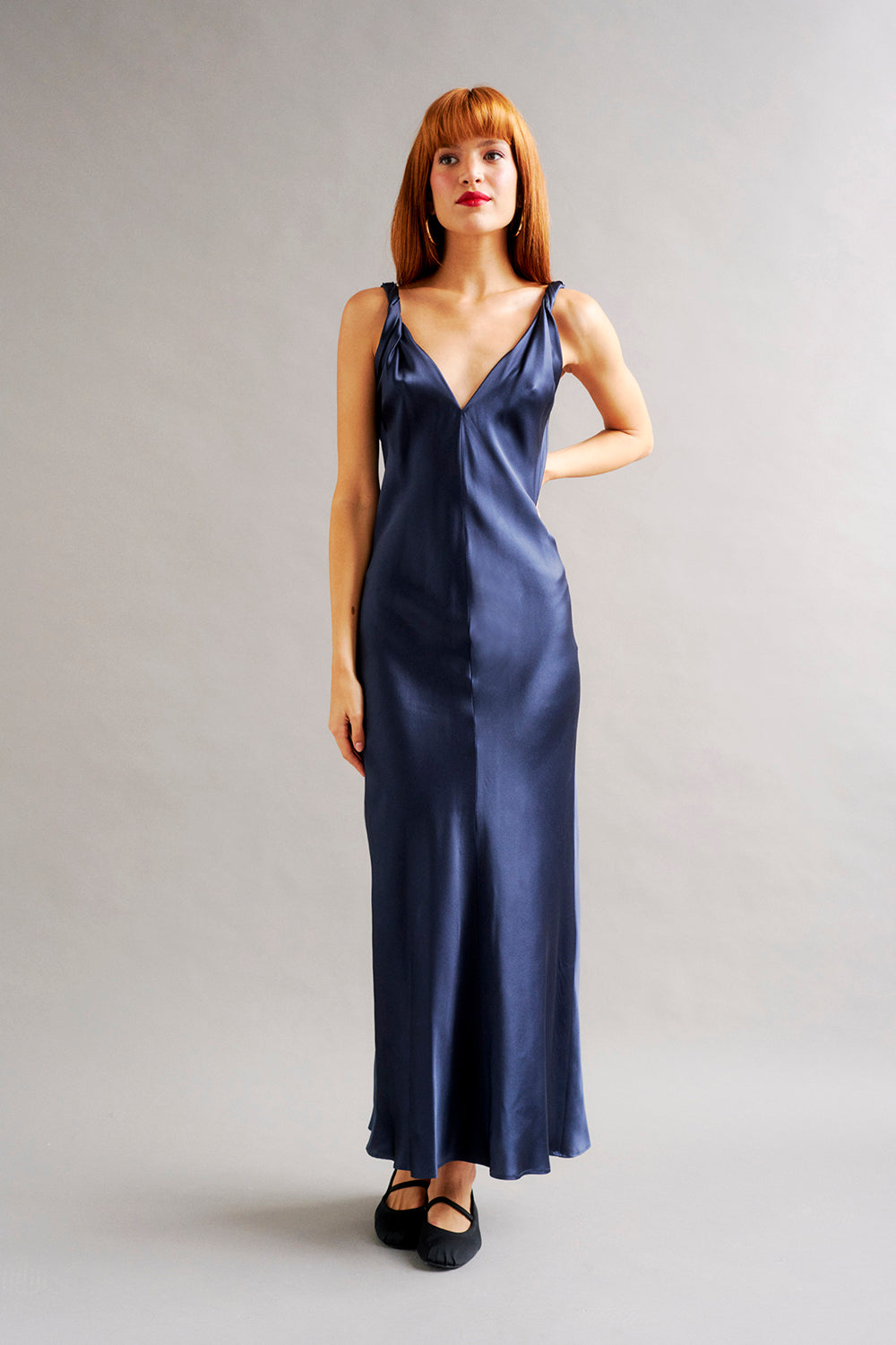 Blue silk slip outlet dress