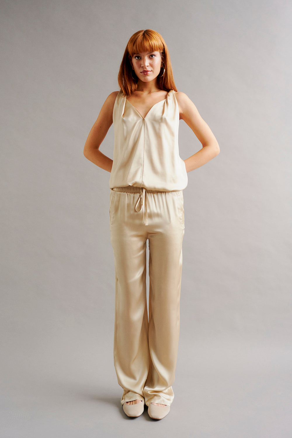 GRACE - Sand Silk Drawstring Trouser – The Summer Edit