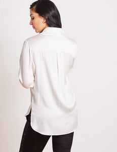 AVA - Ivory Sandwashed Silk Shirt