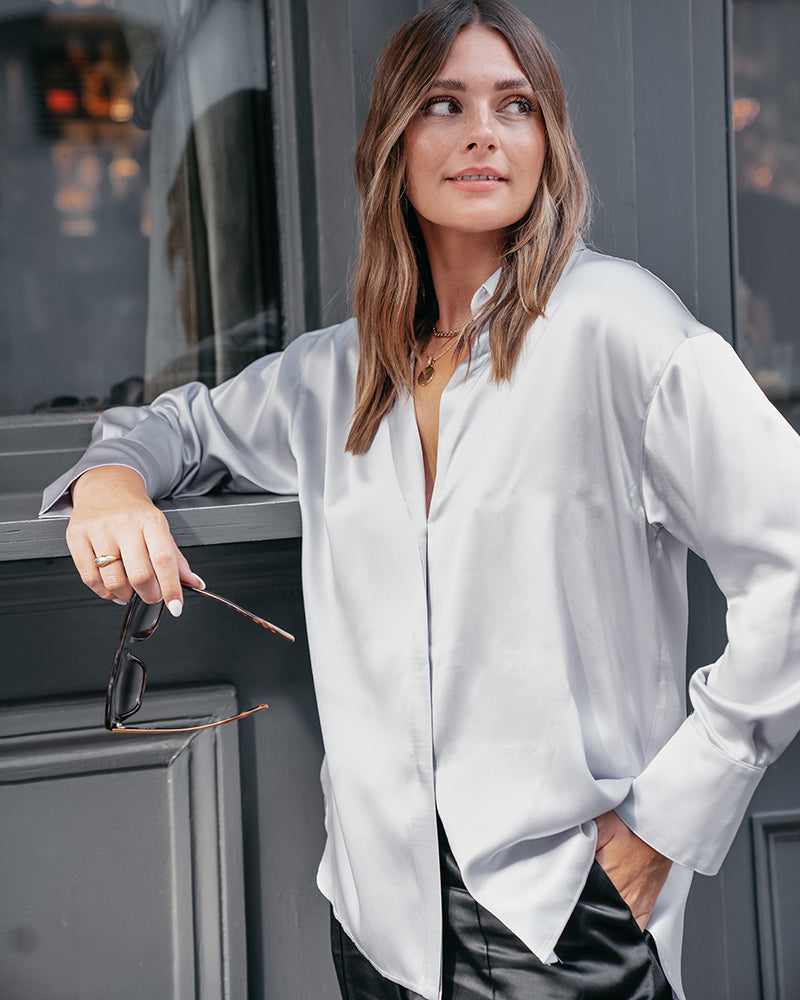 AUDREY Oversized Silk Shirt - Main Image