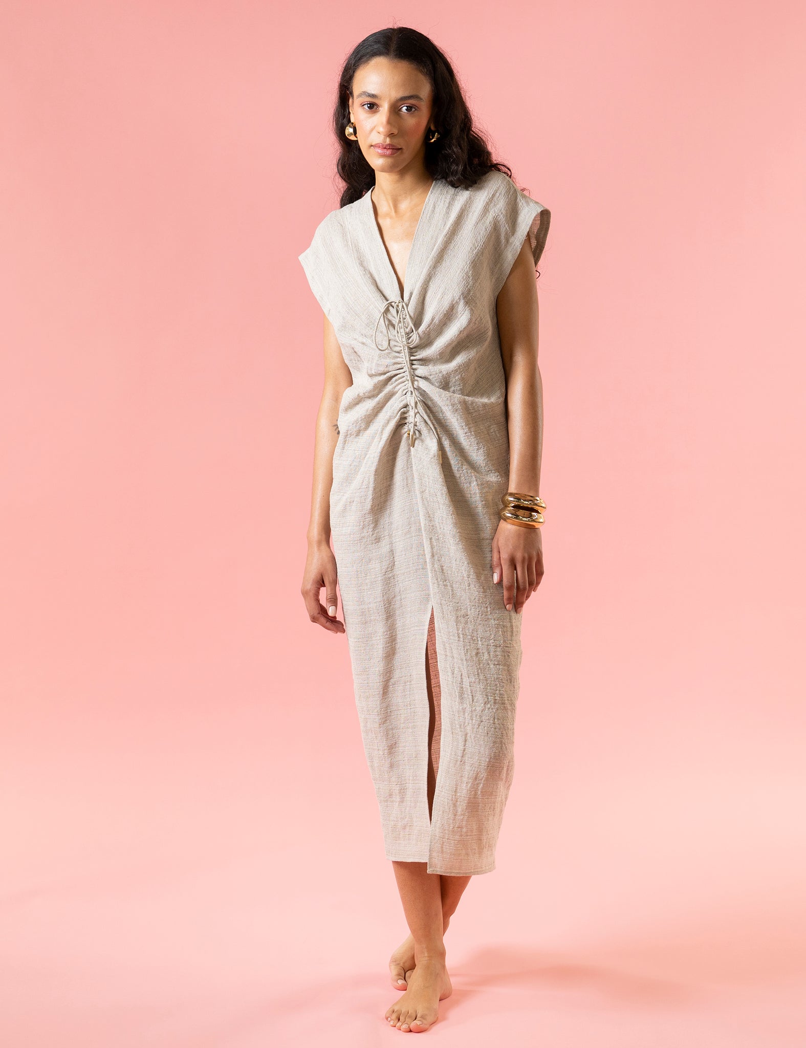 REMI - luxe linen drawstring dress