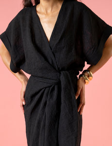 KIM - luxe linen wrap dress