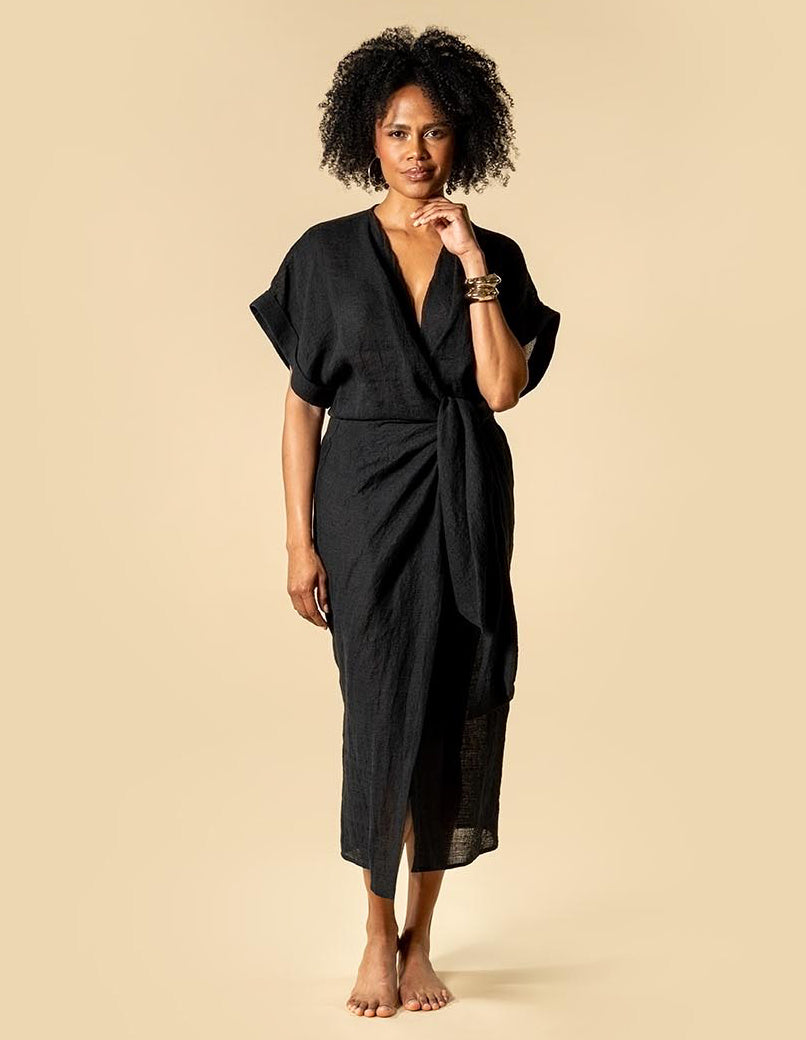KIM - luxe linen wrap dress The Summer Edit KIM - luxe linen wrap dress The Summer Edit