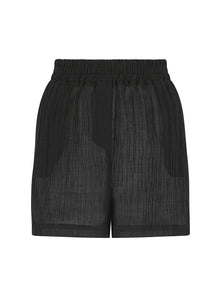 MILA - Black Crinkle Linen Shorts