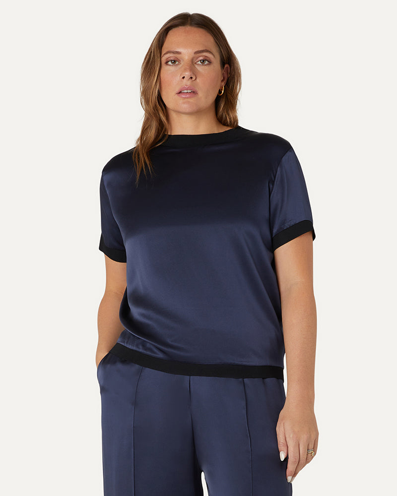 CLOE - Sapphire Silk T-Shirt