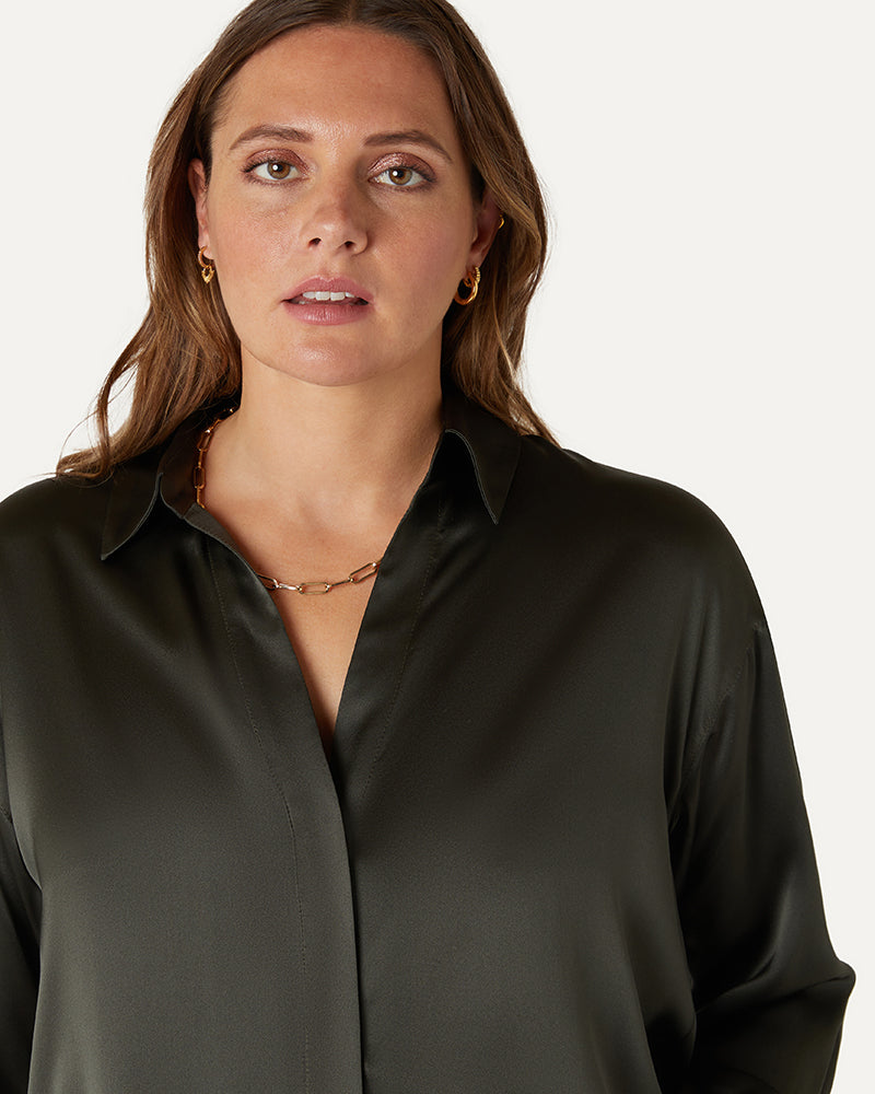 AUDREY - Malachite Oversized Silk Shirt