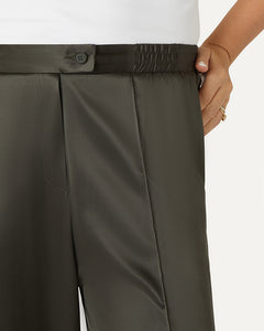 LEXI - Malachite Sports Luxe Silk Trousers