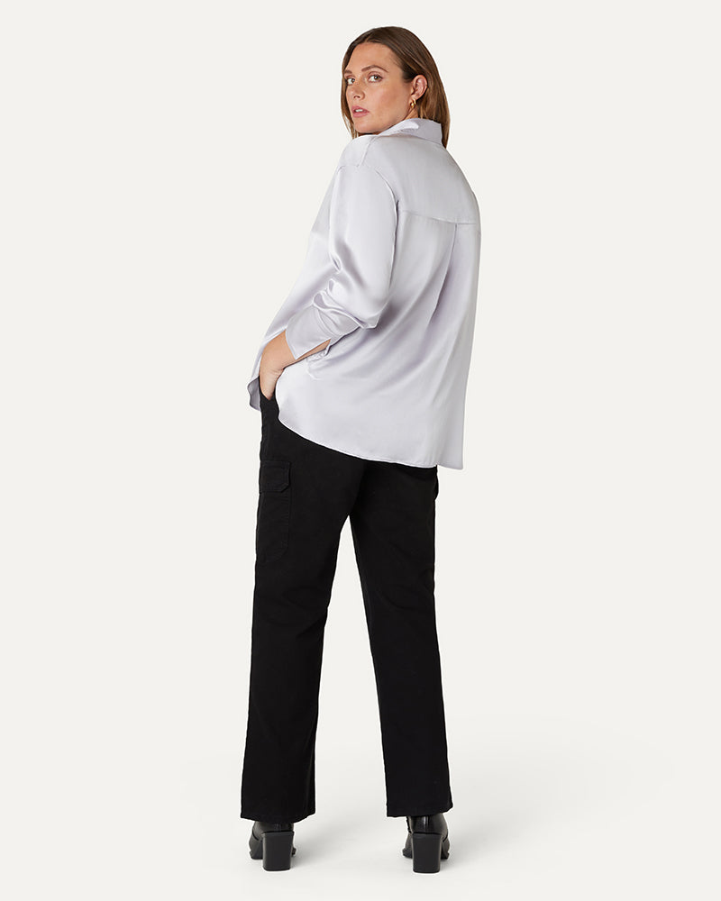 AUDREY - Moonstone Oversized Silk Shirt