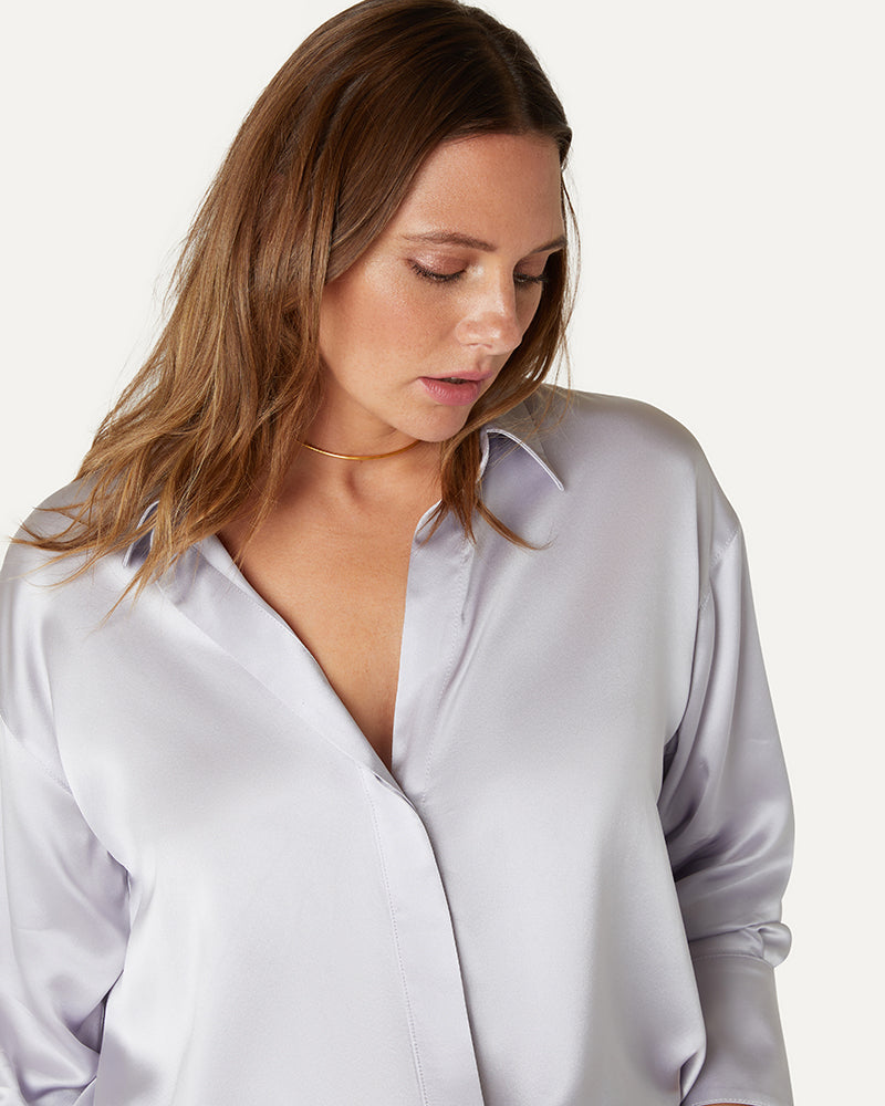AUDREY - Moonstone Oversized Silk Shirt