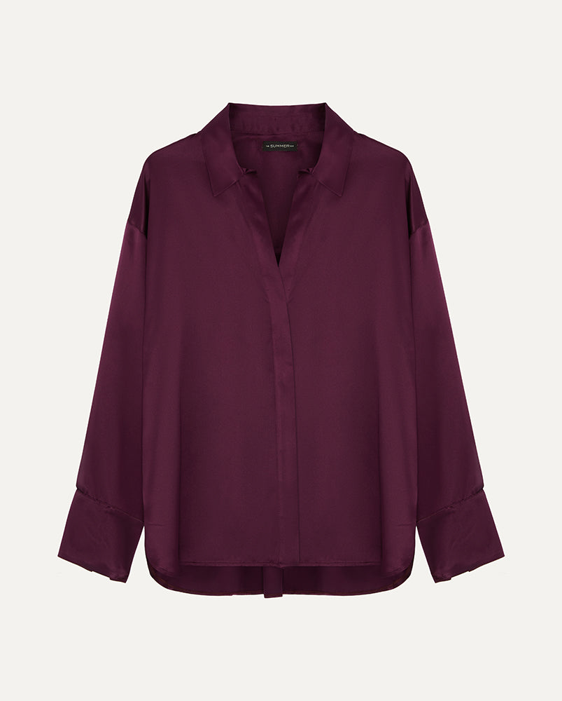 AUDREY - Garnet Oversized Silk Shirt