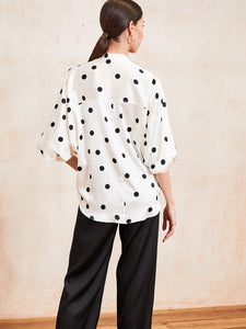 JADE - Polka Dot Silk Sports Luxe Shirt