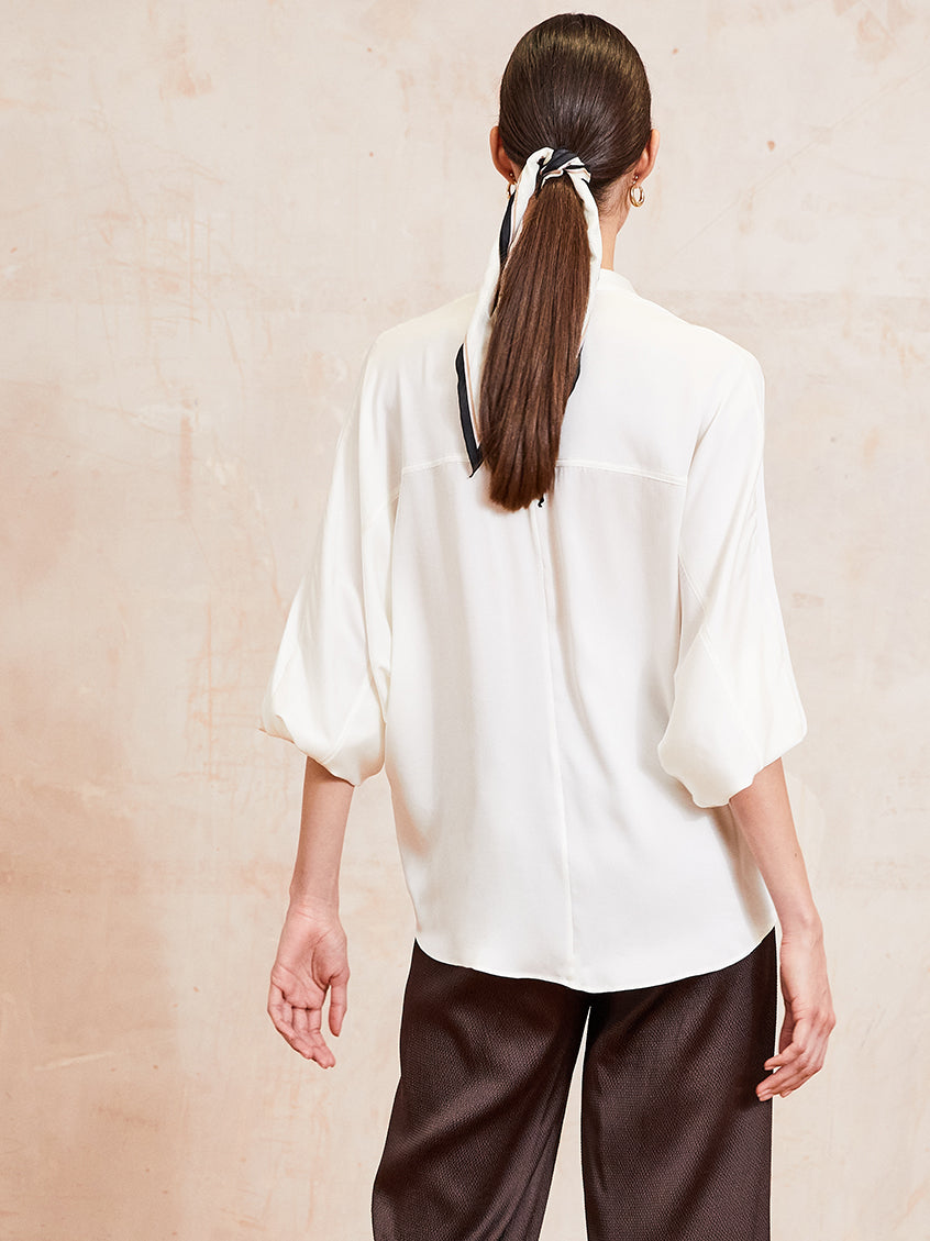 JADE - Ivory Silk Sports Luxe Shirt