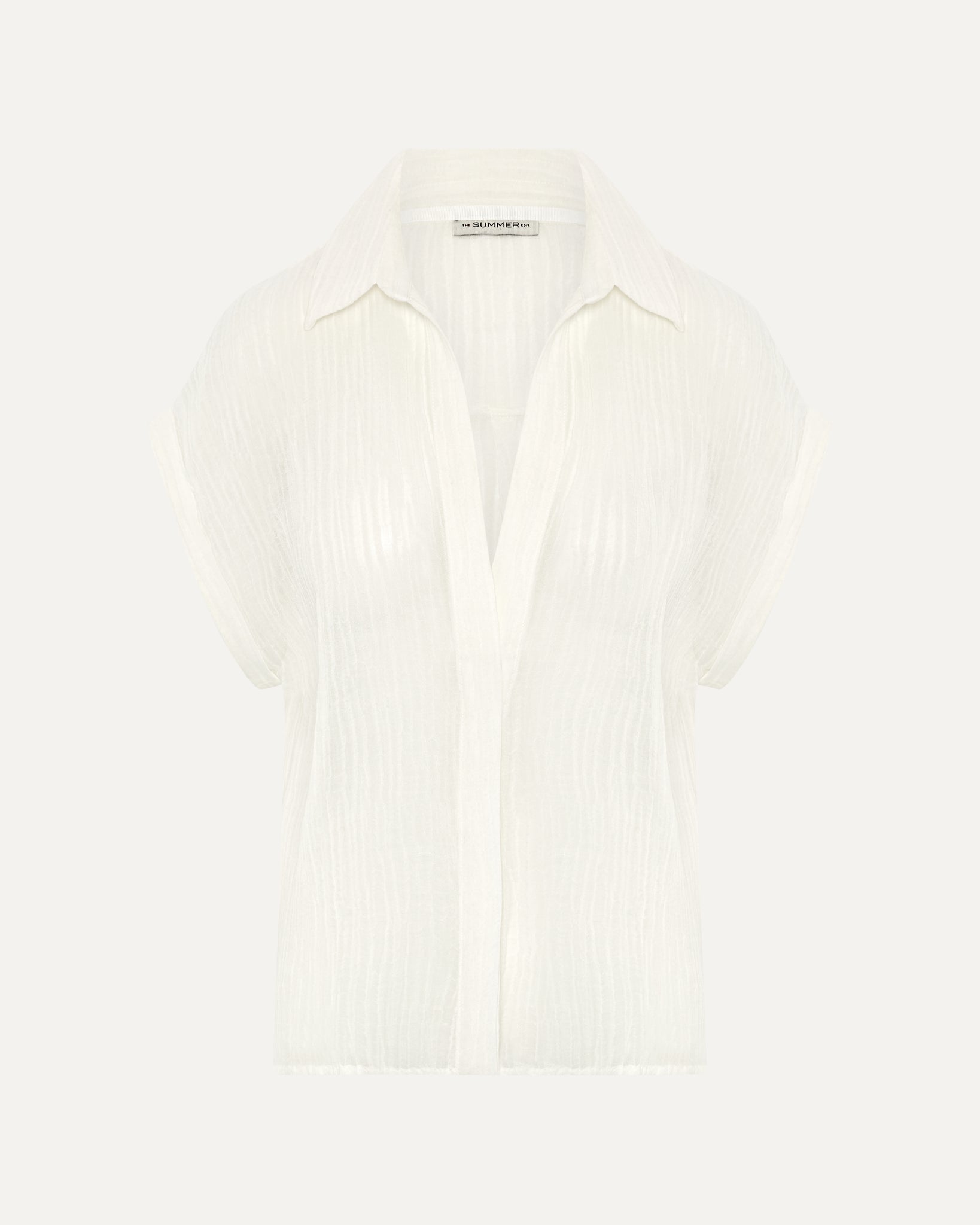 IZZY - Ivory Crinkle Linen Shirt