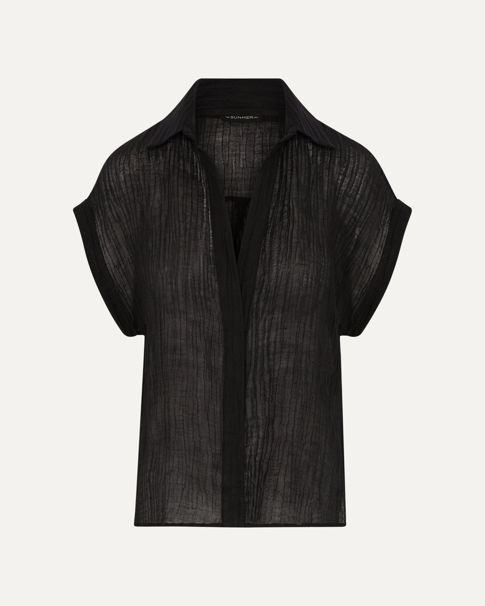 IZZY - Black Crinkle Linen Shirt
