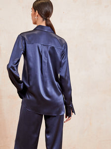 AVA - Midnight Blue Silk Shirt