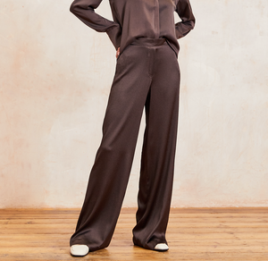 BECCA - Chocolate Hammered Silk Trousers