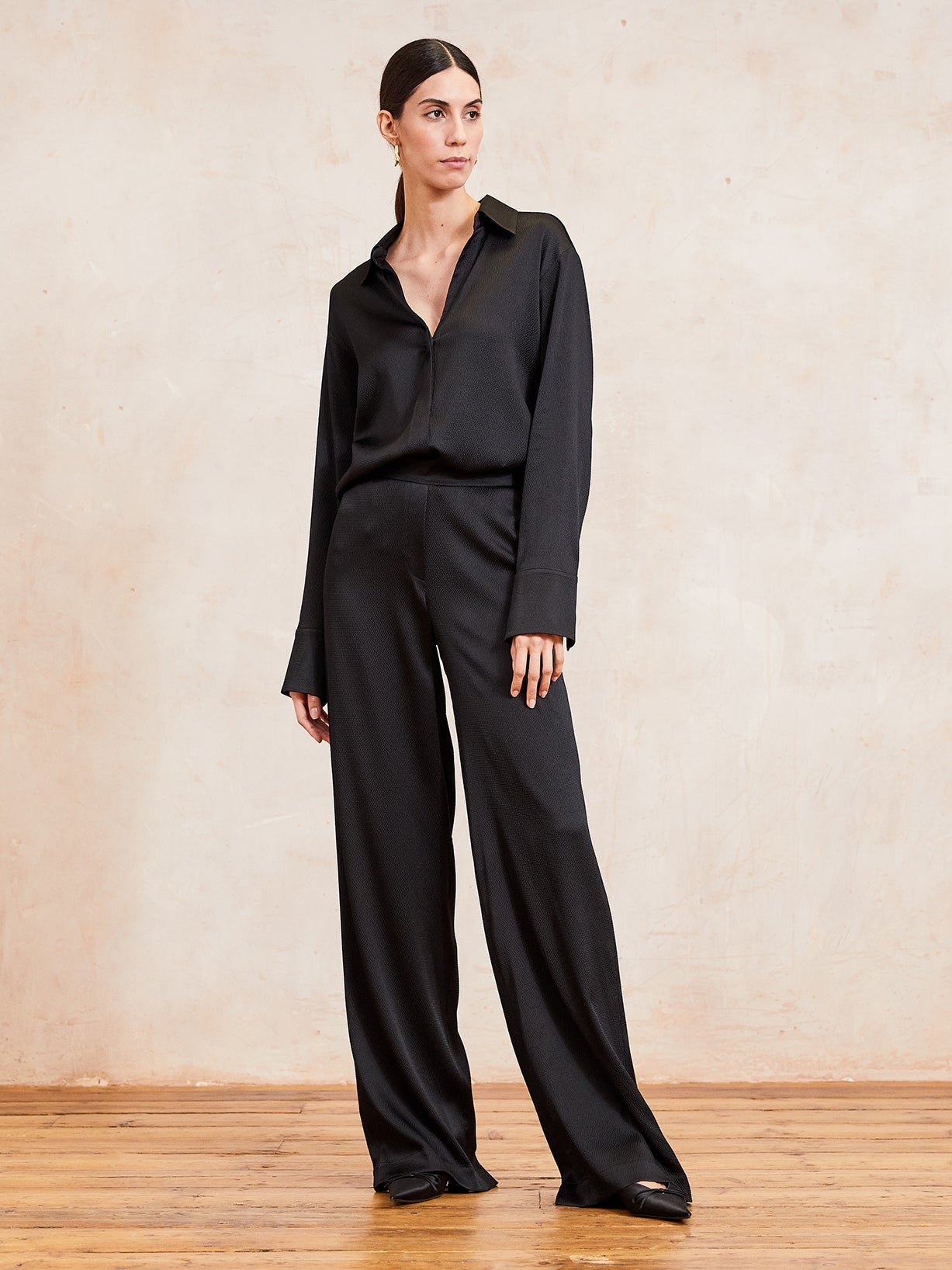 BECCA - Black Hammered Silk Trousers – The Summer Edit