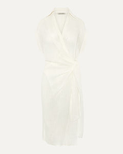 GEORGIA - Ivory Crinkle Linen Wrap Dress