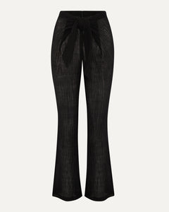 LIVI - Black Crinkle Linen Tie Waist Trouser