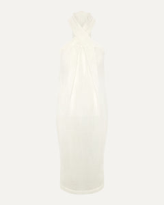 BELLA -Ivory Crinkle Linen Bandeau Dress